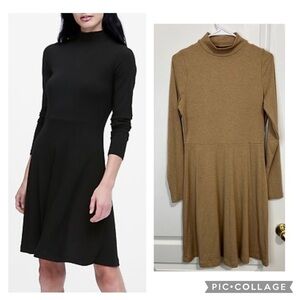Banana Republic Tan Long Sleeves Mock Neck Ribbed Dress size S